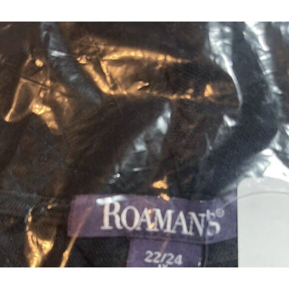 Roaman's +22/24 Black Illusion Sheer Mesh Lace Crew Neck Long Mesh Sleeve Top - Picture 6 of 6